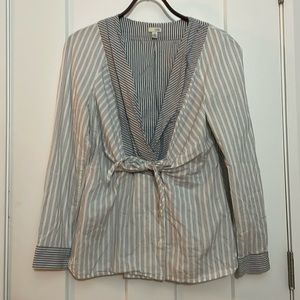 Anthropologie - Odille Long sleeve Striped Blue Shirt (8)